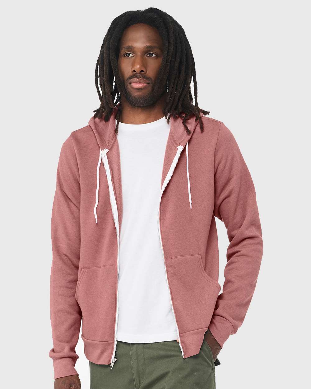 Unisex Sponge Fleece Full-Zip Hoodie - OnModelSide - B80406722 - Heather Mauve