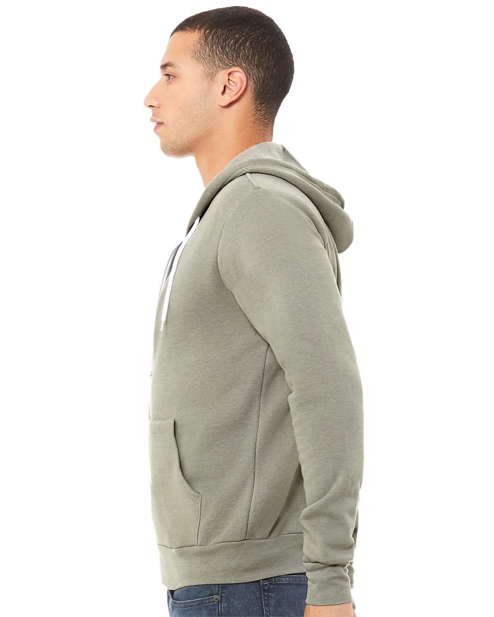 Unisex Sponge Fleece Full-Zip Hoodie - OnModelSide - B80406732 - Heather Stone
