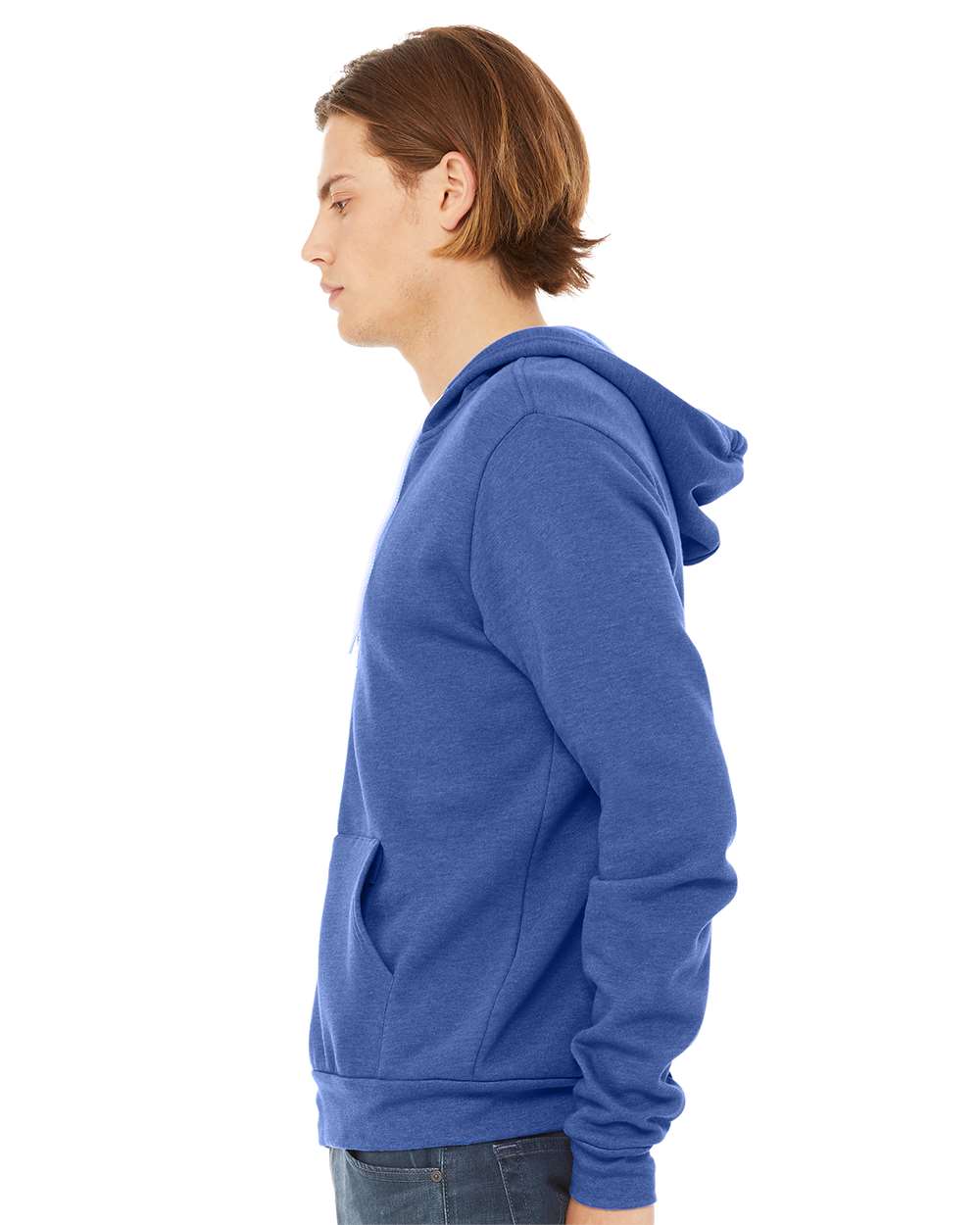 Unisex Sponge Fleece Full-Zip Hoodie - OnModelSide - B80406772 - Heather True Royal