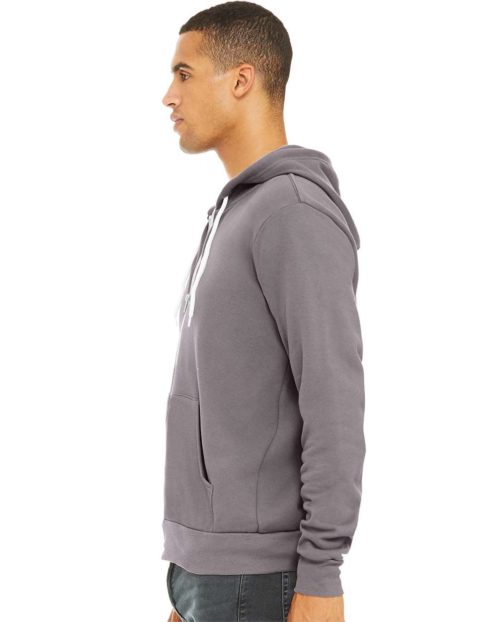 Unisex Sponge Fleece Full-Zip Hoodie - OnModelSide - B80406852 - Storm