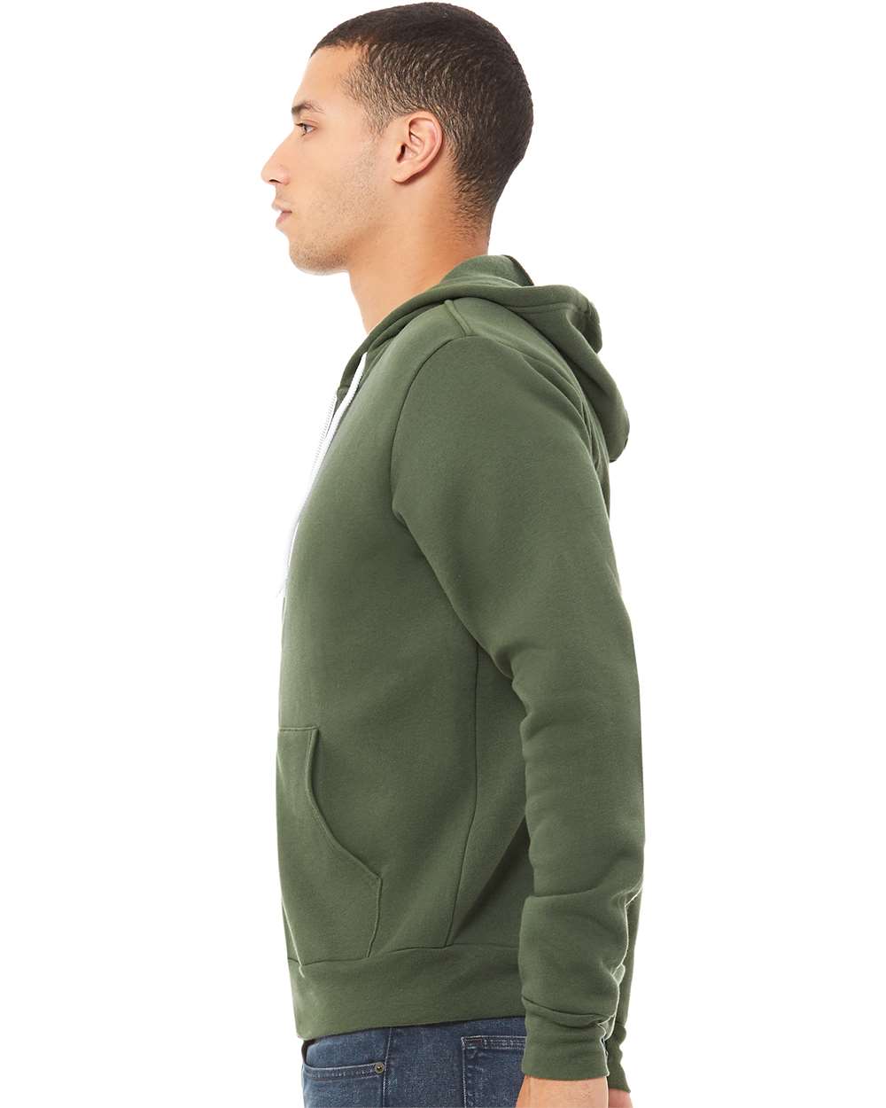 Unisex Sponge Fleece Full-Zip Hoodie - OnModelSide - B80406982 - Military Green