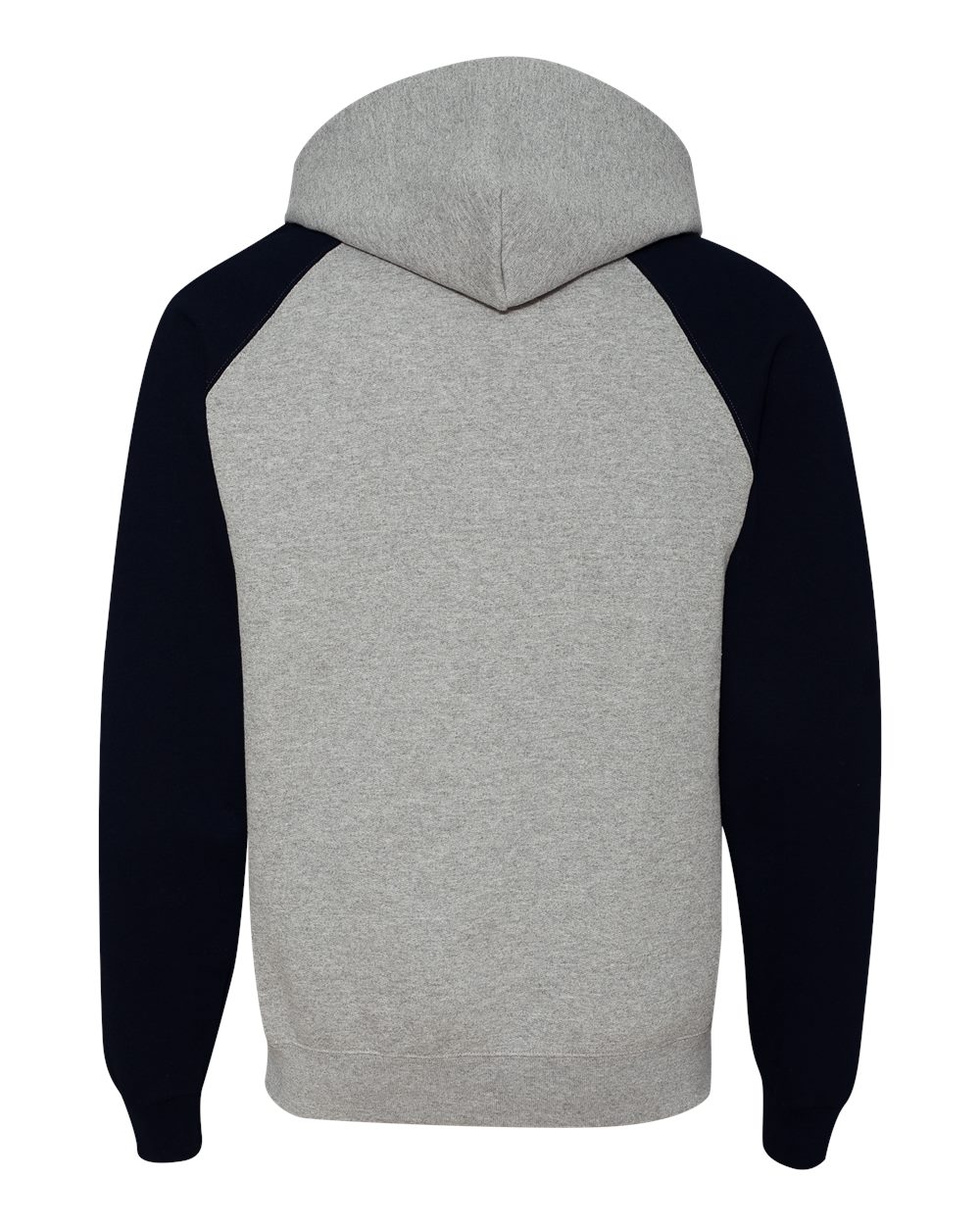 Unisex Nublend® Colorblocked Raglan Hooded Sweatshirt - Back - B86035503 - Oxford/ Black
