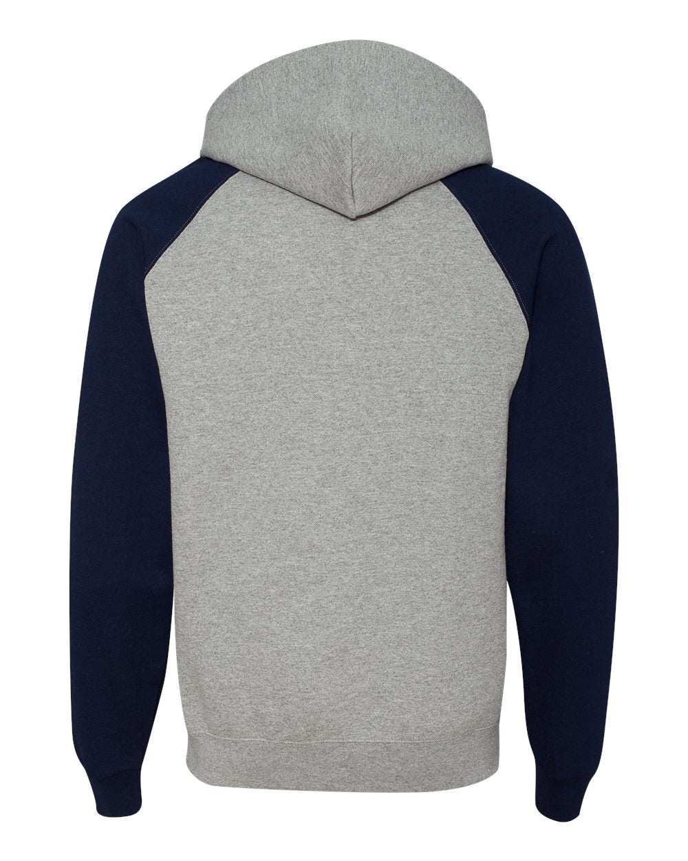 Unisex Nublend® Colorblocked Raglan Hooded Sweatshirt - Back - B86035653 - Oxford/ J. Navy