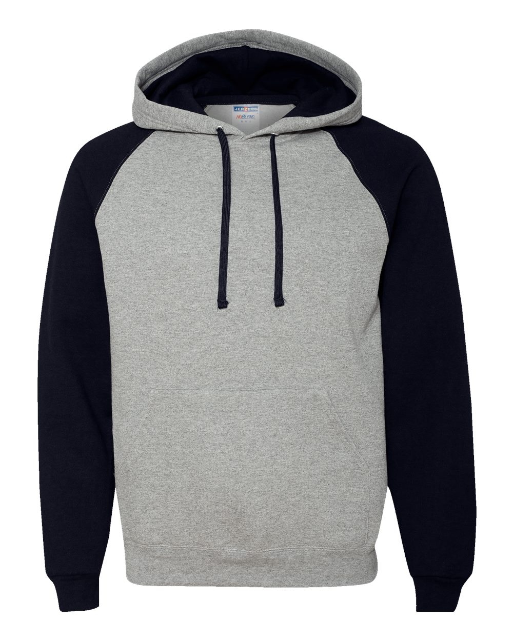 Unisex Nublend® Colorblocked Raglan Hooded Sweatshirt - Front - B86035503 - Oxford/ Black