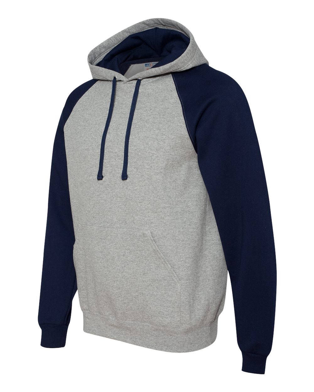 Unisex Nublend® Colorblocked Raglan Hooded Sweatshirt - Side - B86035653 - Oxford/ J. Navy