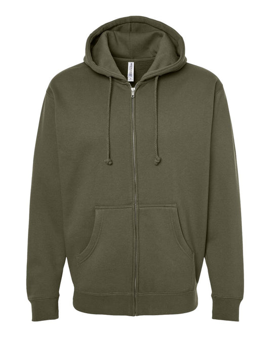 Unisex Heavyweight Full-Zip Hooded Sweatshirt - Front - B20476642 - Army
