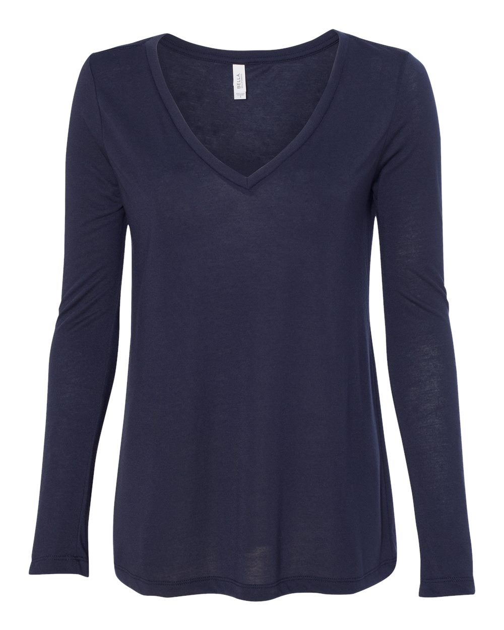 Women's Flowy Long Sleeve V-Neck Tee - Front - B56106863 - Midnight