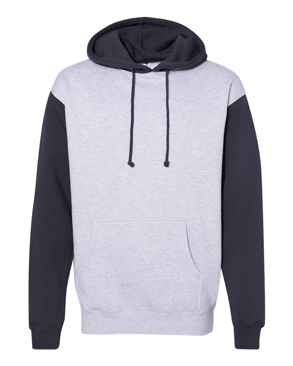Unisex Heavyweight Hooded Sweatshirt - Front - B22276632 - Grey Heather/ Slate Blue