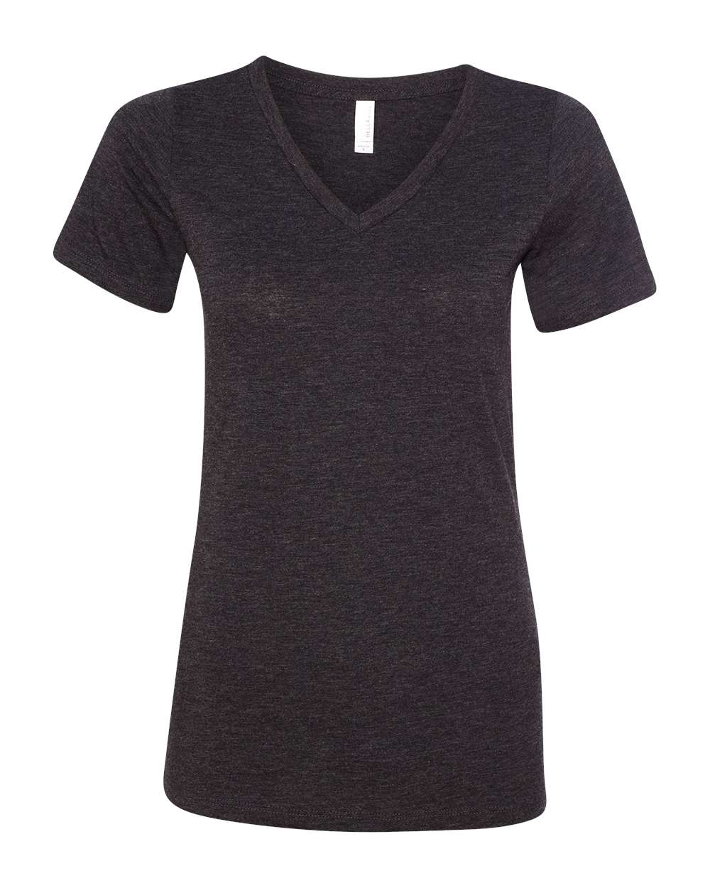 Women's Relaxed Triblend V-Neck Tee - Front - B81006363 - Charcoal Black Triblend