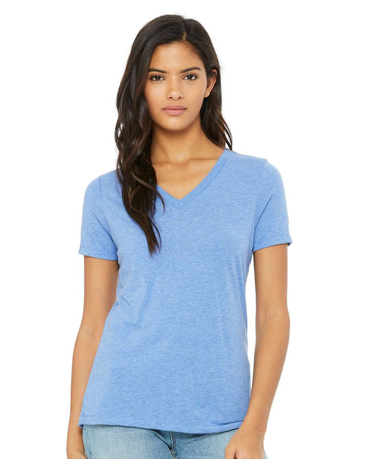 Women's Relaxed Triblend V-Neck Tee - OnModelFront - B81006253 - Blue Triblend