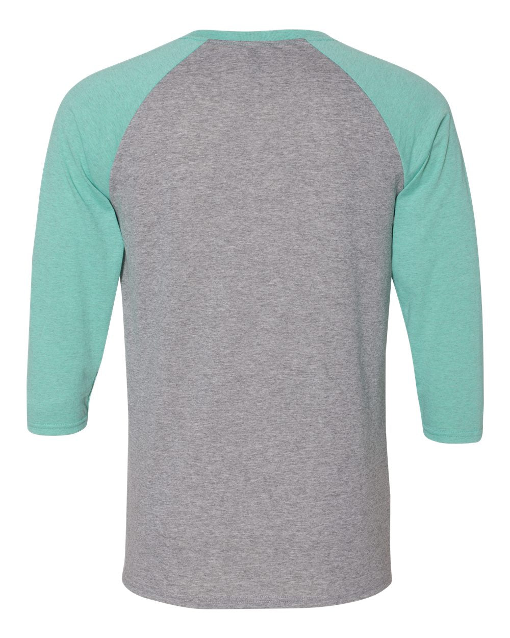 Unisex Triblend Three-Quarter Raglan Baseball T-Shirt - Back - B14835193 - Oxford/ Mint Heather