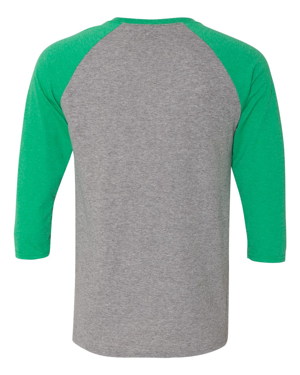 Unisex Triblend Three-Quarter Raglan Baseball T-Shirt - Back - B14835203 - Oxford/ Irish Green Heather