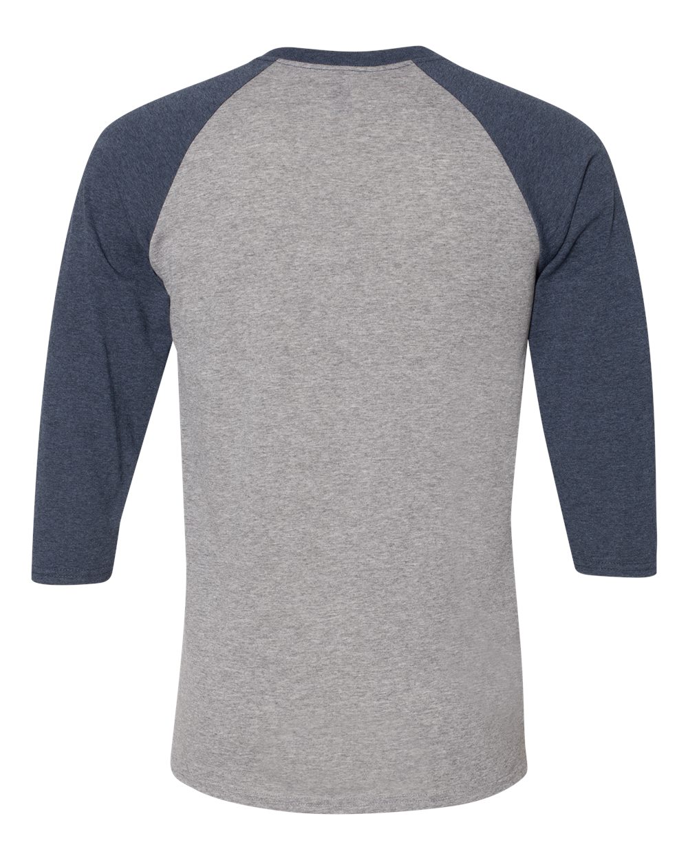 Unisex Triblend Three-Quarter Raglan Baseball T-Shirt - Back - B14835973 - Oxford/ Indigo Heather