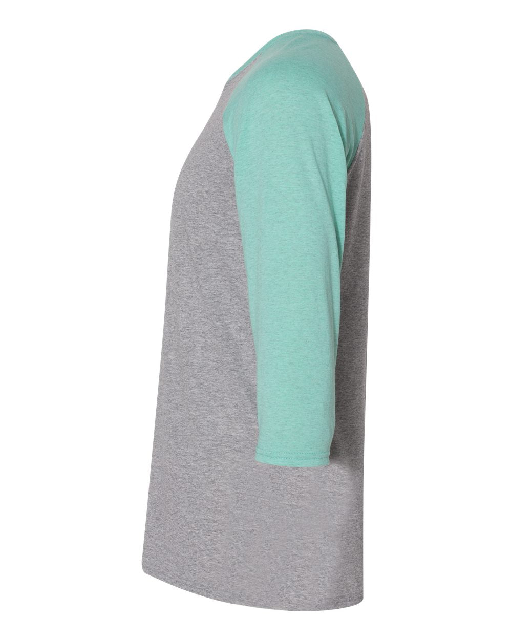 Unisex Triblend Three-Quarter Raglan Baseball T-Shirt - DirectSide - B14835193 - Oxford/ Mint Heather