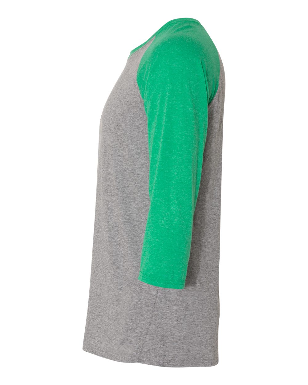 Unisex Triblend Three-Quarter Raglan Baseball T-Shirt - DirectSide - B14835203 - Oxford/ Irish Green Heather