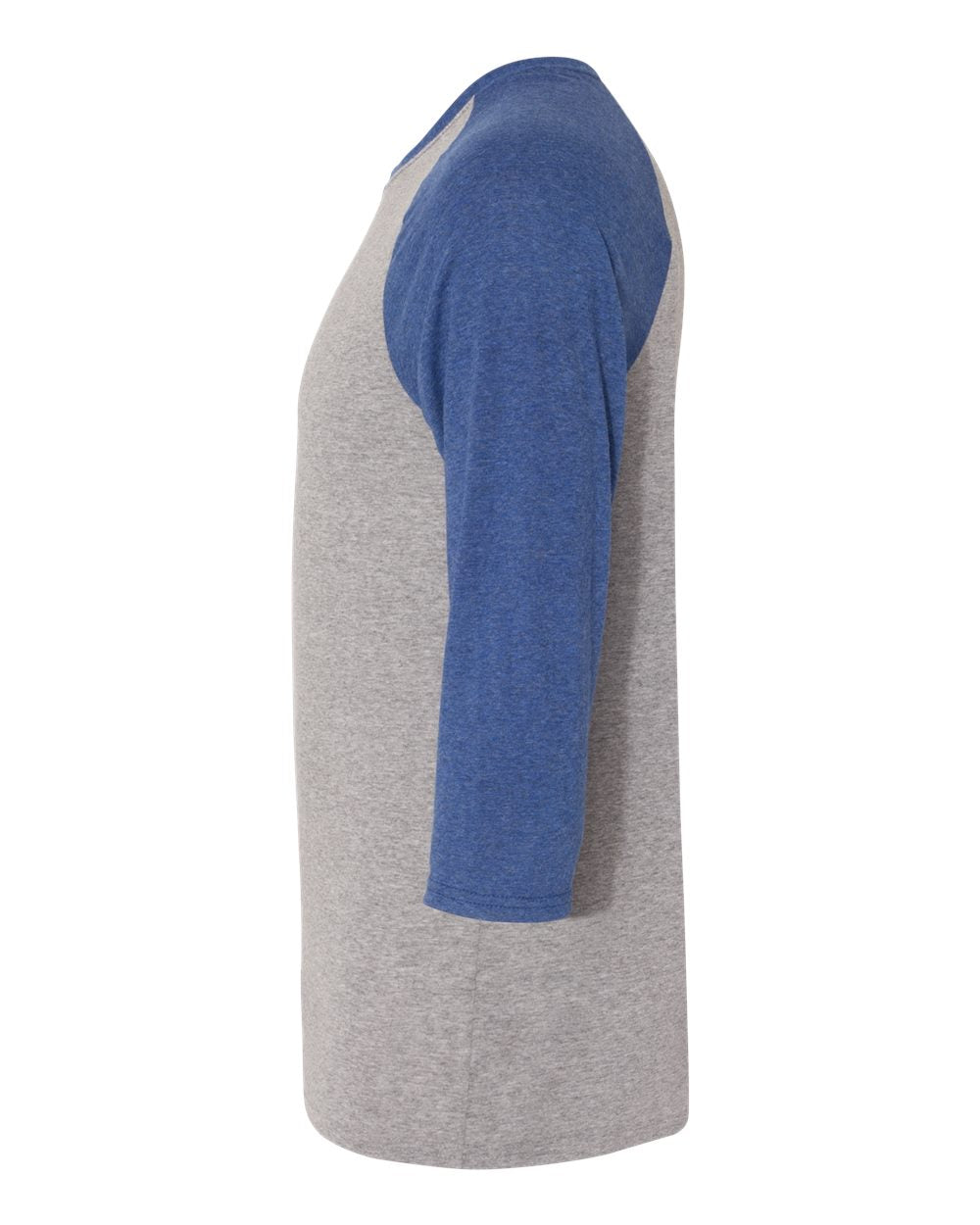 Unisex Triblend Three-Quarter Raglan Baseball T-Shirt - DirectSide - B14835763 - Oxford/ True Blue Heather