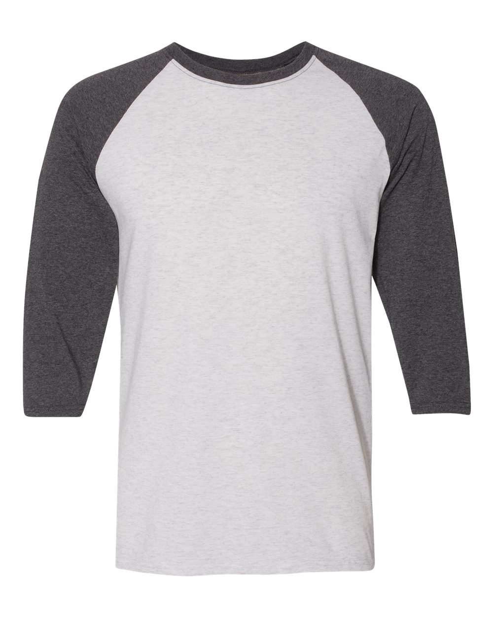 Unisex Triblend Three-Quarter Raglan Baseball T-Shirt - Front - B14835013 - White Heather/ Black Heather