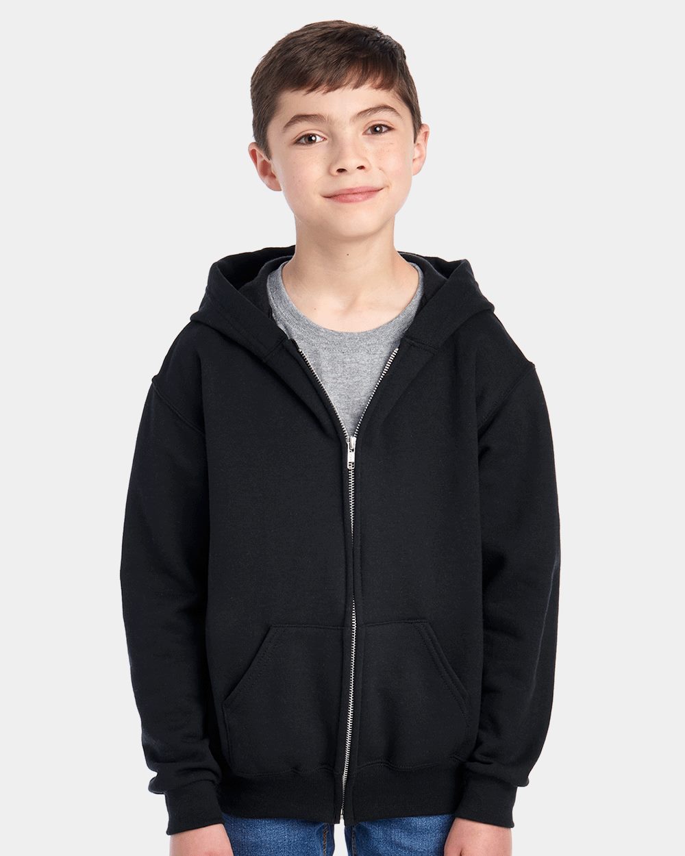 Youth NuBlend® Full-Zip Hooded Sweatshirt - styleImage