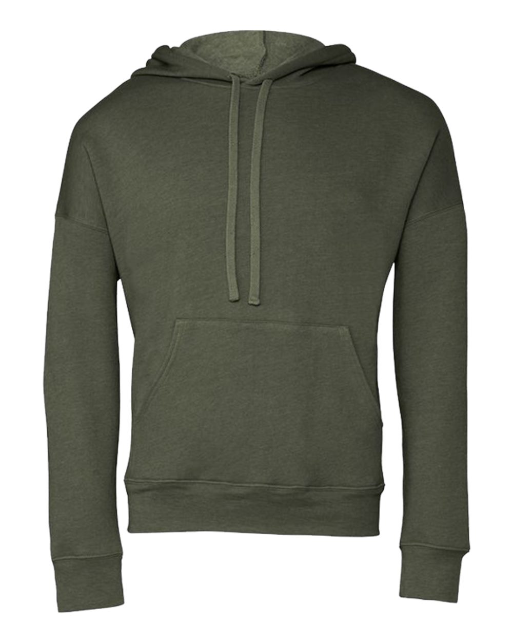 Unisex Sponge Fleece Drop Shoulder Hoodie - Front - B36906062 - Military Green