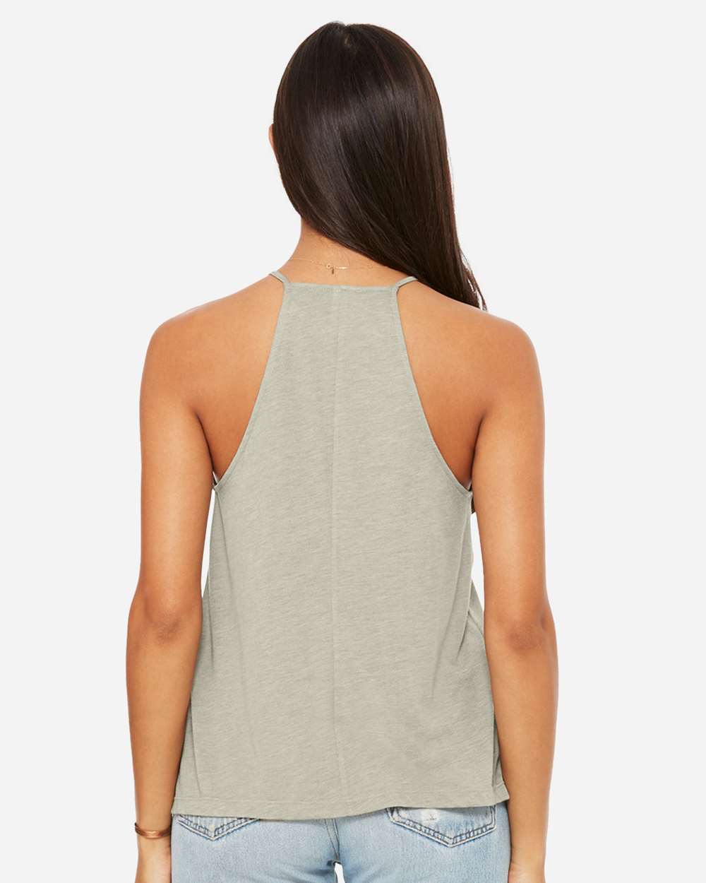 Women's Flowy High-Neck Tank - OnModelBack - B37206363 - Heather Stone