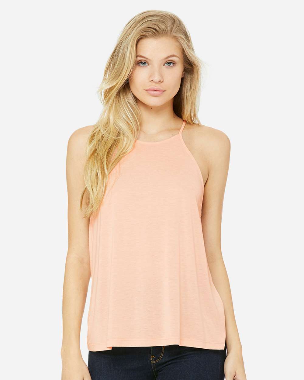 Women's Flowy High-Neck Tank - OnModelFront - B37206333 - Peach