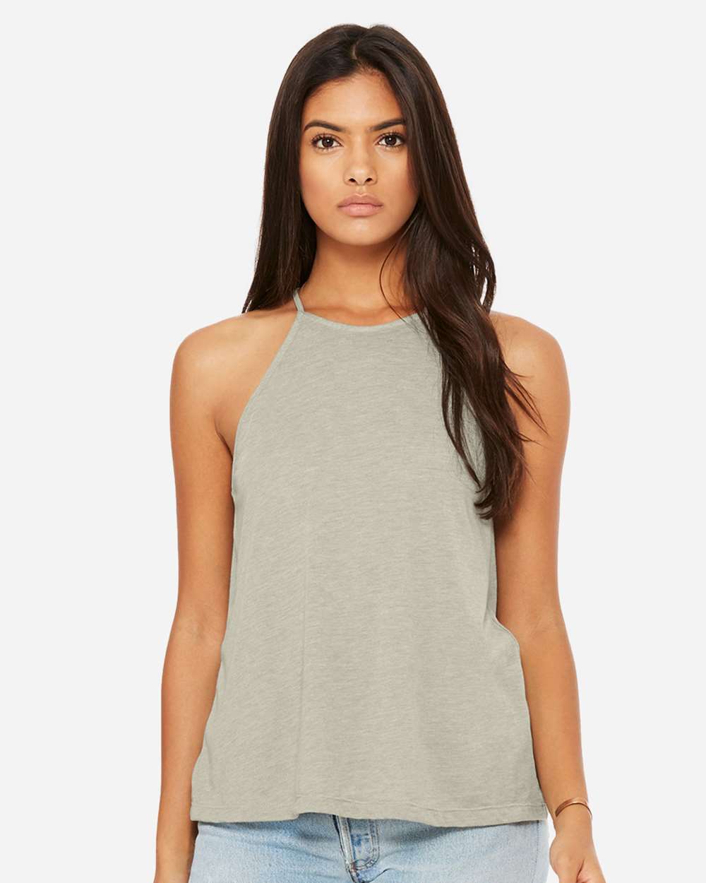 Women's Flowy High-Neck Tank - OnModelFront - B37206363 - Heather Stone