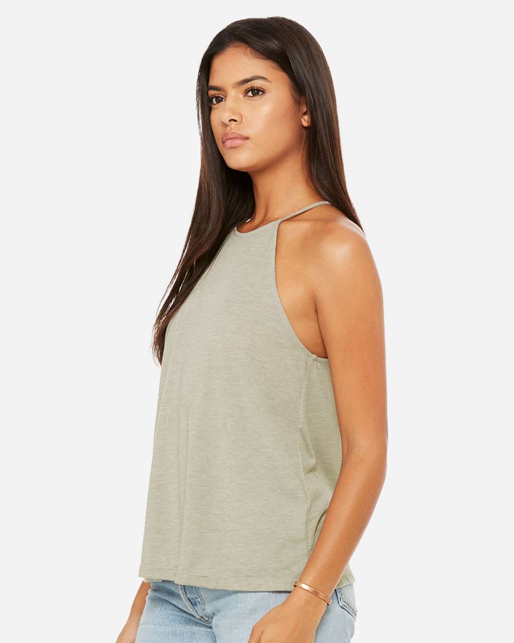 Women's Flowy High-Neck Tank - OnModelSide - B37206363 - Heather Stone