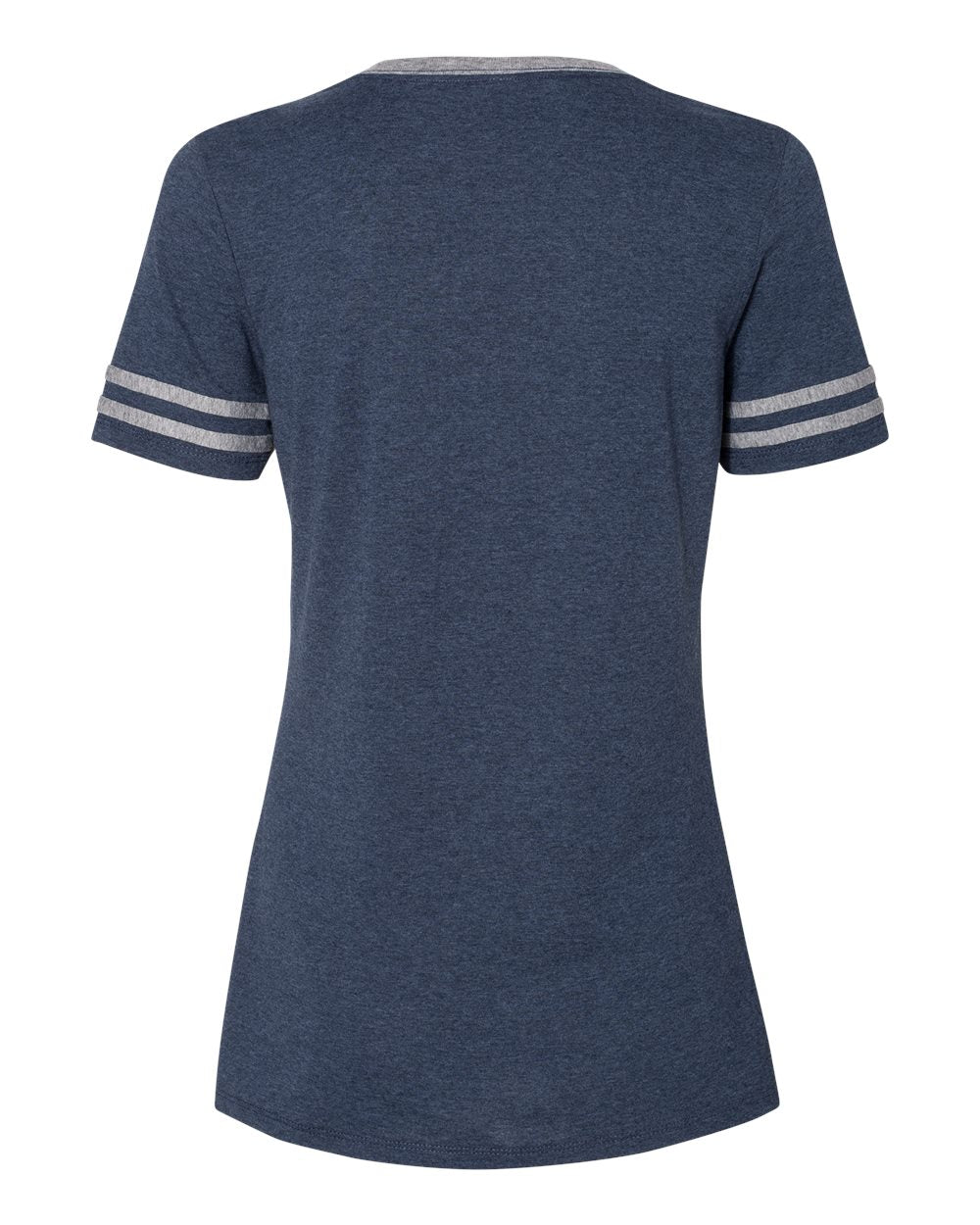 Women's Varsity Triblend V-Neck T-Shirt - Back - B84135683 - Indigo Heather/ Oxford