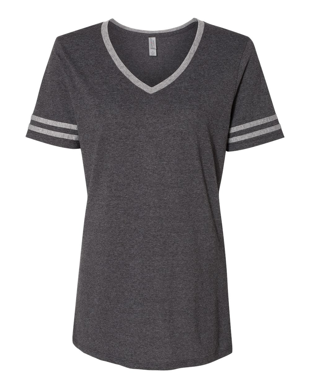 Women's Varsity Triblend V-Neck T-Shirt - Front - B84135513 - Black Heather/ Oxford
