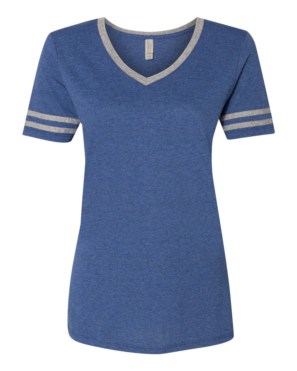Women's Varsity Triblend V-Neck T-Shirt - Front - B84135763 - True Blue Heather/ Oxford