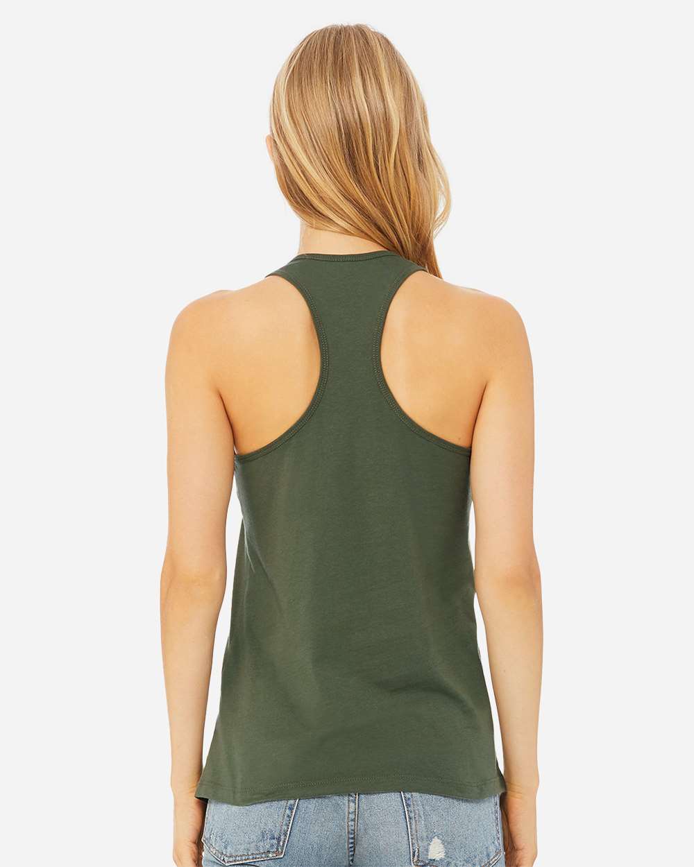 Women's Jersey Racerback Tank - OnModelBack - B33206933 - Military Green
