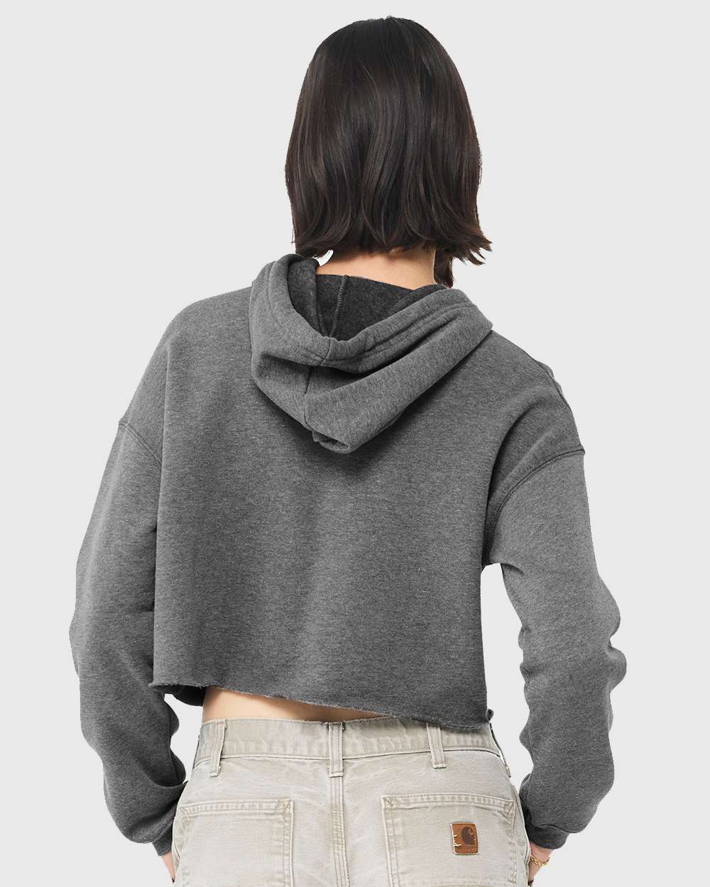 Women's Crop Fleece Hoodie - OnModelBack - B53106073 - Deep Heather