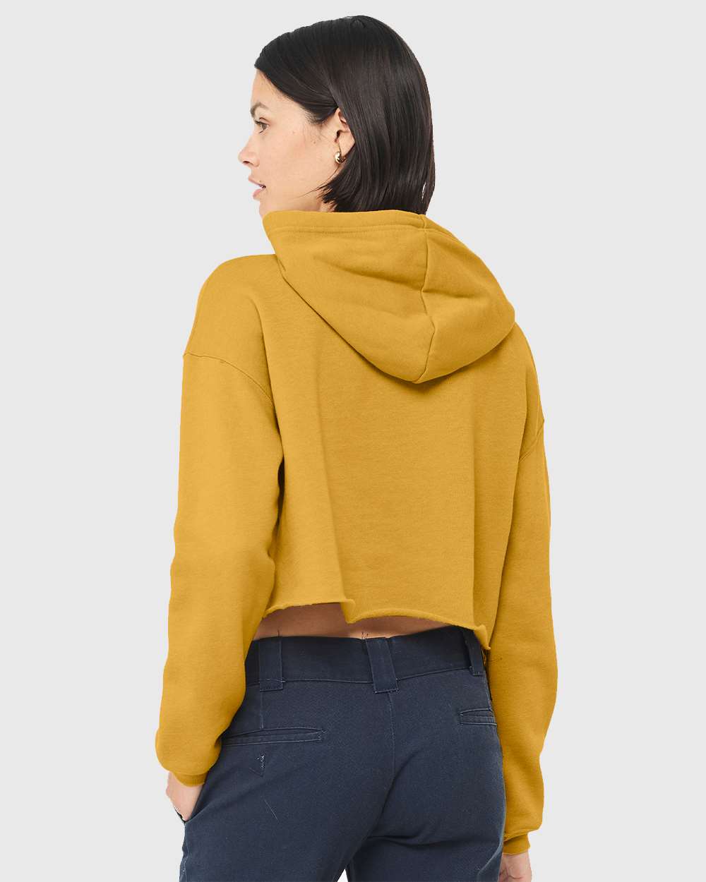 Women's Crop Fleece Hoodie - OnModelBack - B53106123 - Heather Mustard