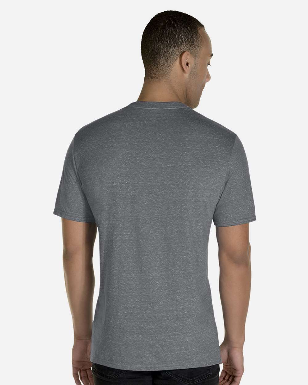 Unisex Snow Heather Jersey T-Shirt - OnModelBack - B50435082 - Charcoal