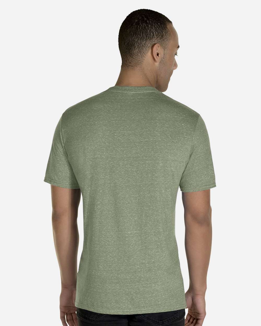 Unisex Snow Heather Jersey T-Shirt - OnModelBack - B50435552 - Military Green