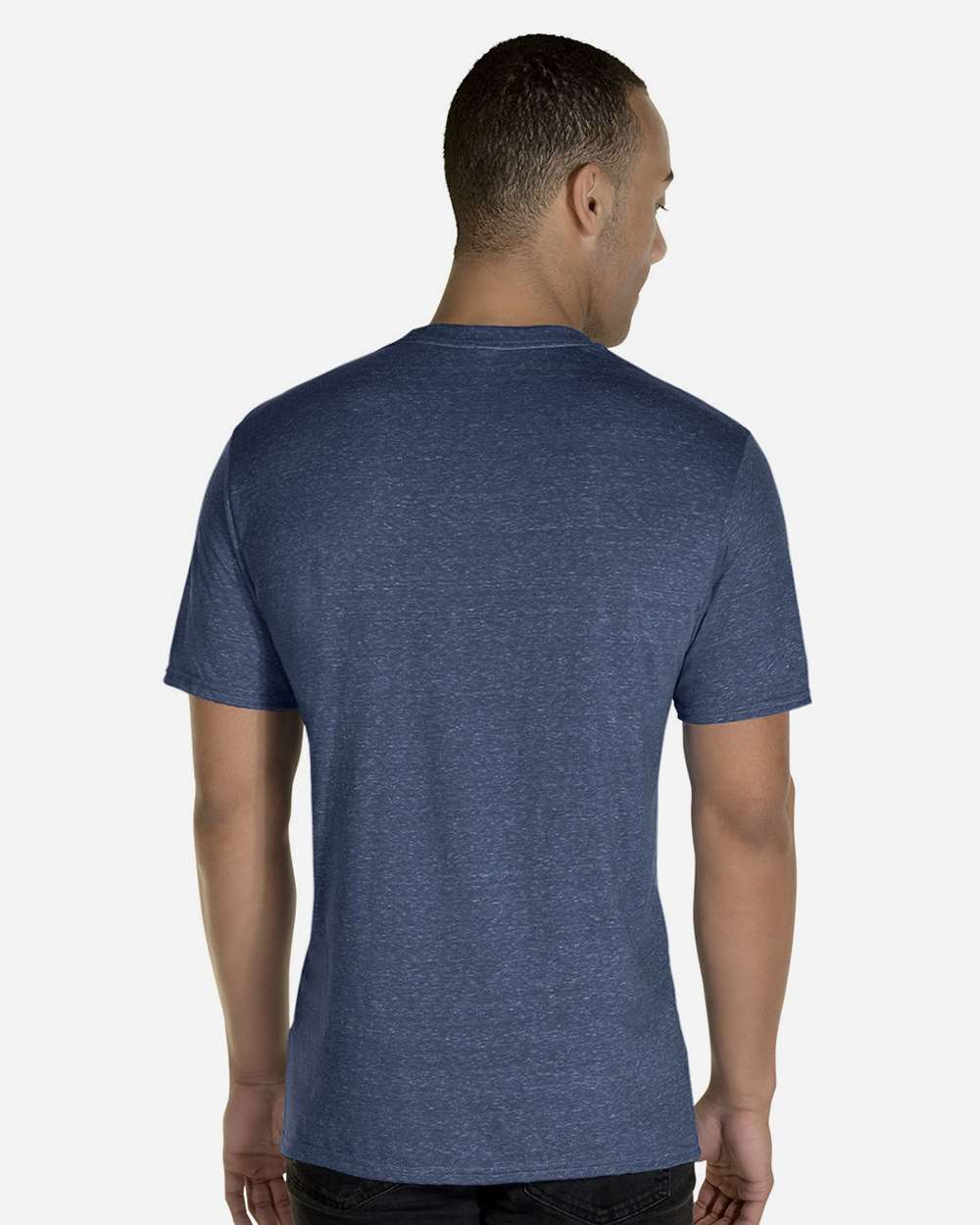 Unisex Snow Heather Jersey T-Shirt - OnModelBack - B50435652 - Navy