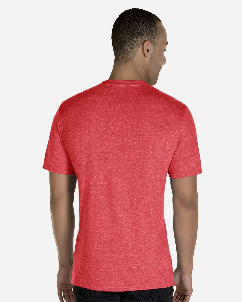 Unisex Snow Heather Jersey T-Shirt - OnModelBack - B50435702 - Red