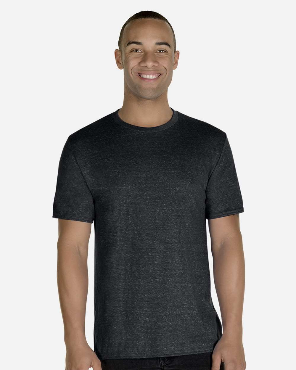 Unisex Snow Heather Jersey T-Shirt - OnModelFront - B50435502 - Black Ink