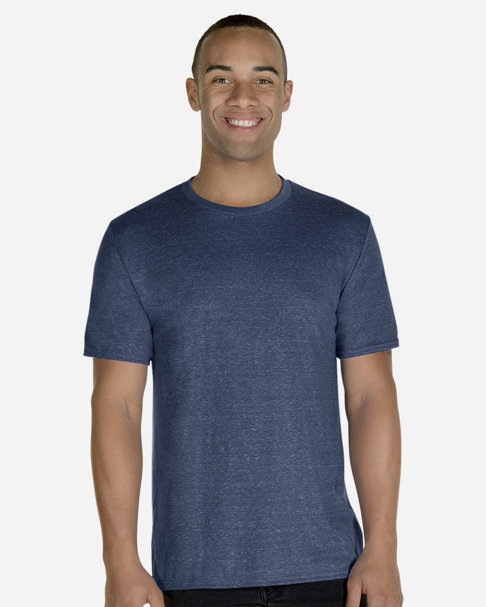Unisex Snow Heather Jersey T-Shirt - OnModelFront - B50435652 - Navy