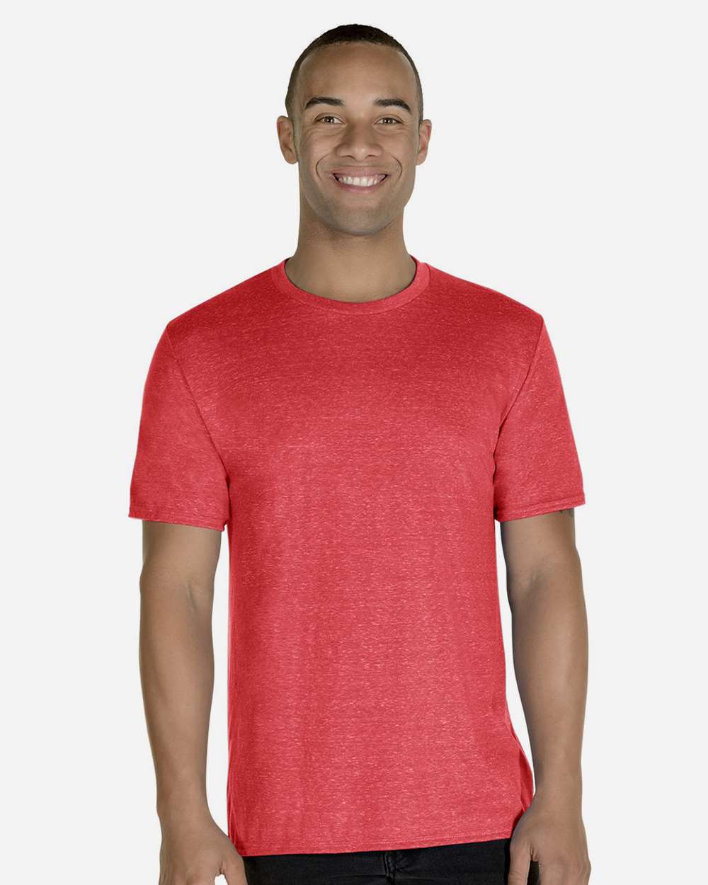 Unisex Snow Heather Jersey T-Shirt - OnModelFront - B50435702 - Red