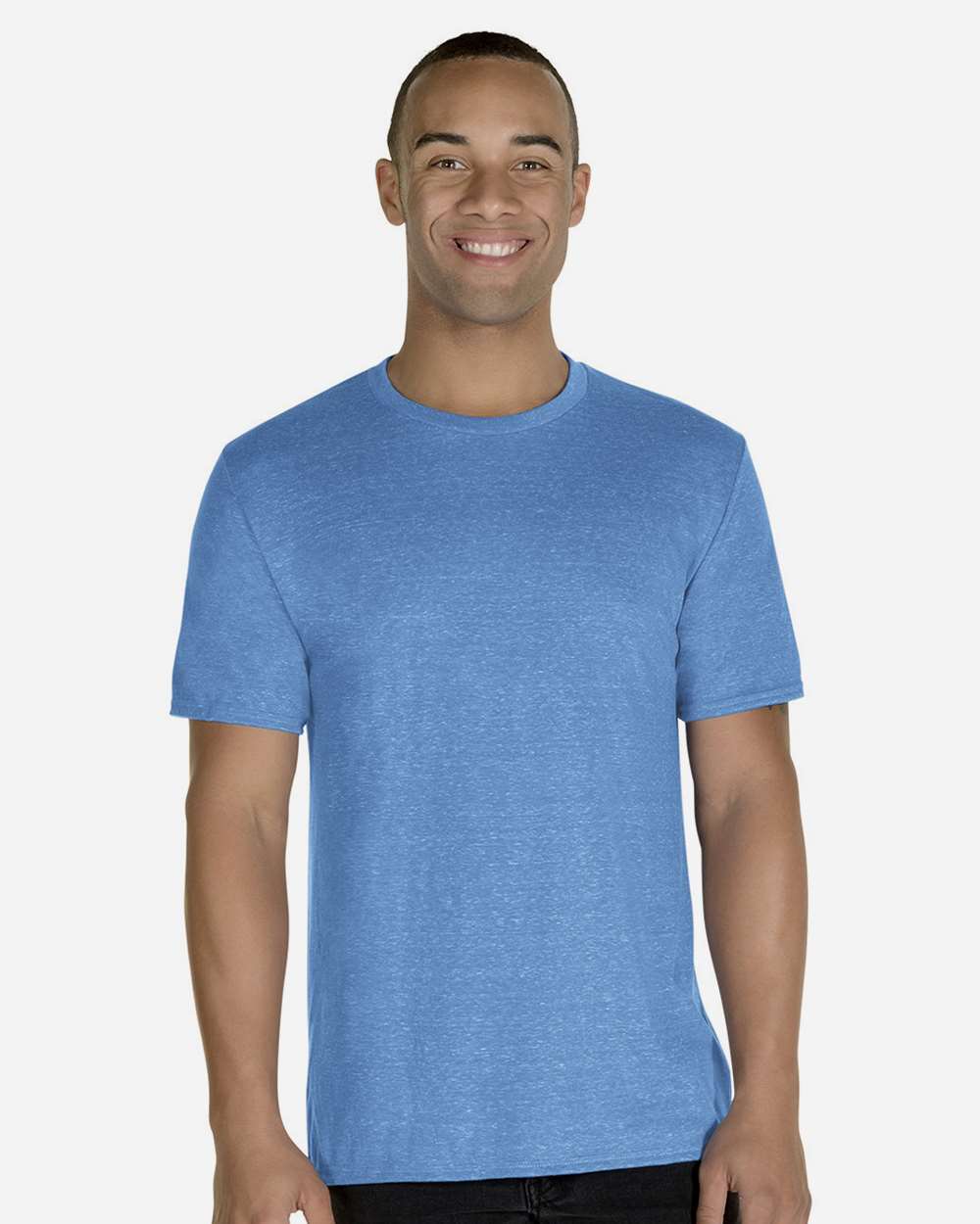 Unisex Snow Heather Jersey T-Shirt - OnModelFront - B50435752 - Royal