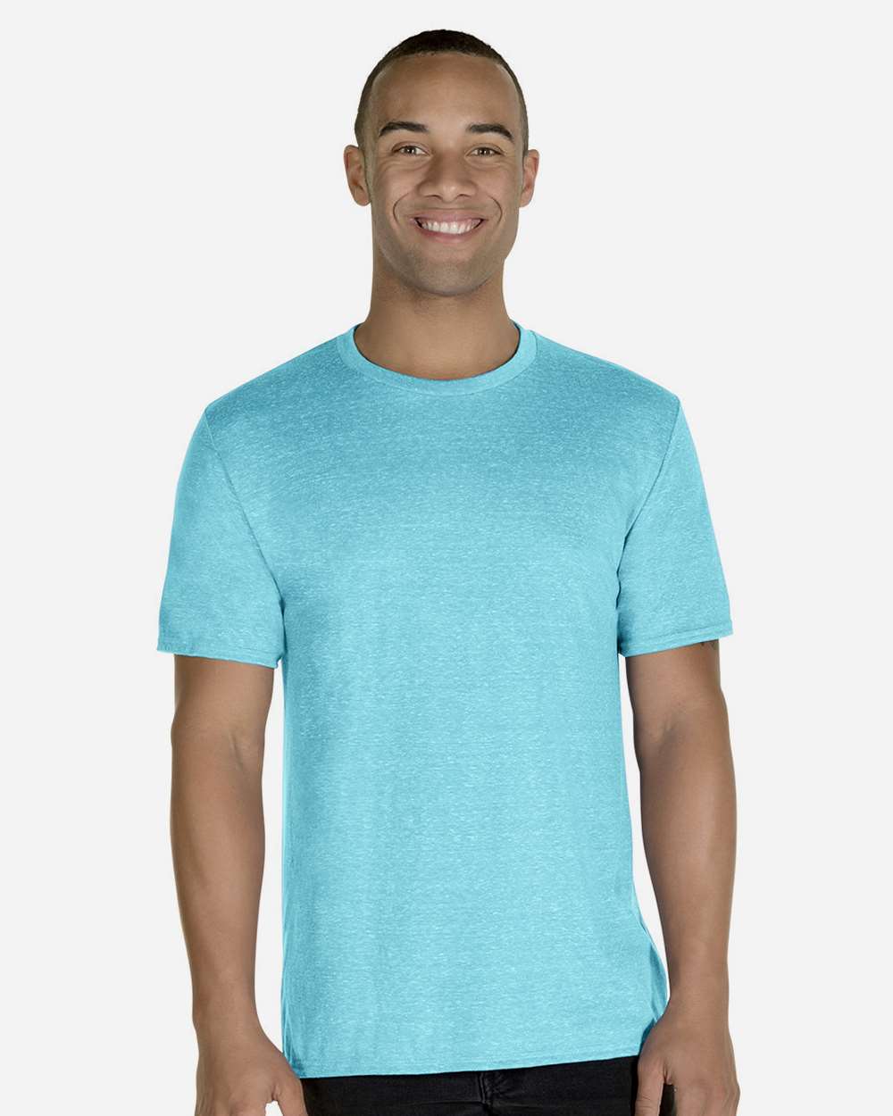 Unisex Snow Heather Jersey T-Shirt - OnModelFront - B50435972 - Caribbean Blue
