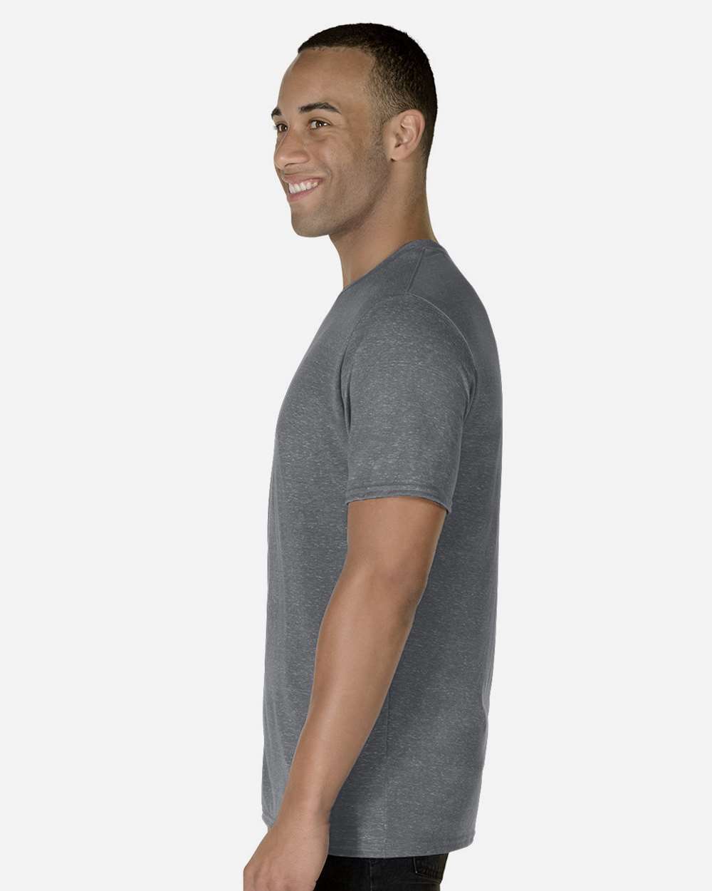 Unisex Snow Heather Jersey T-Shirt - OnModelSide - B50435082 - Charcoal