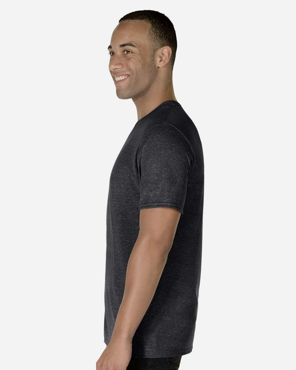 Unisex Snow Heather Jersey T-Shirt - OnModelSide - B50435502 - Black Ink