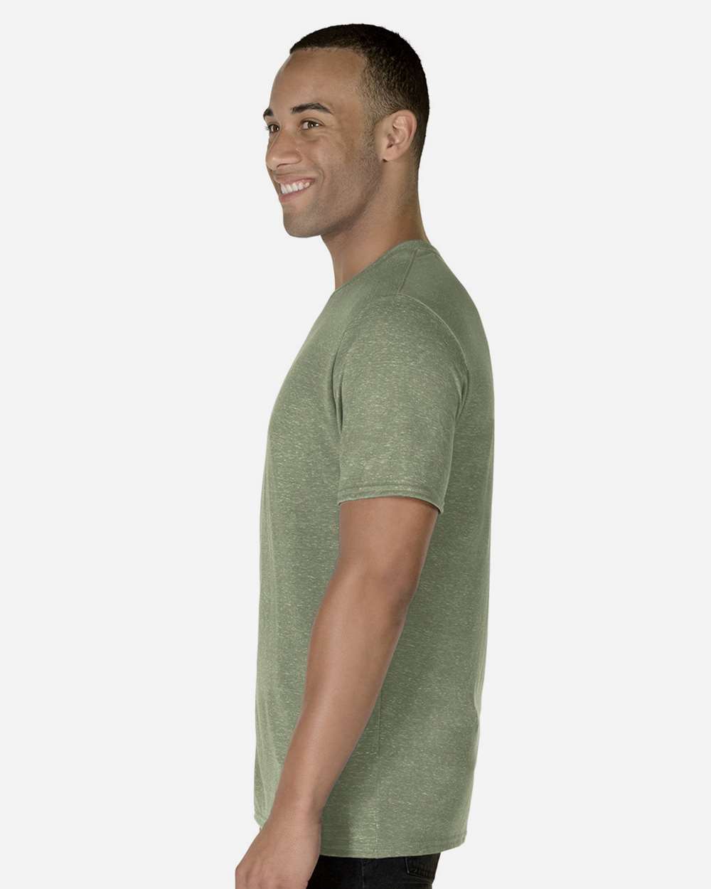 Unisex Snow Heather Jersey T-Shirt - OnModelSide - B50435552 - Military Green