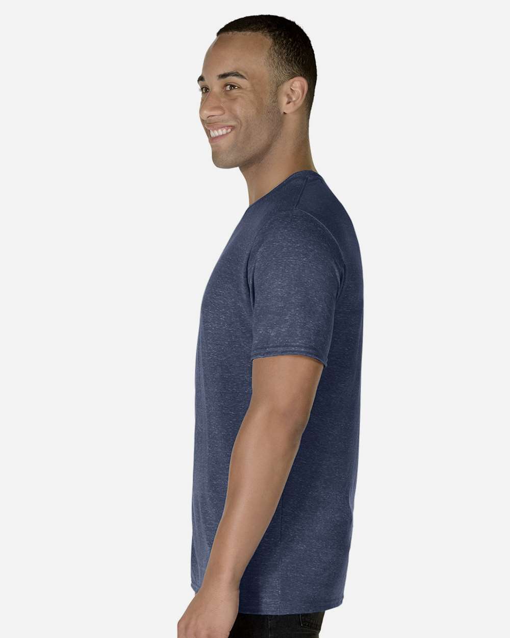 Unisex Snow Heather Jersey T-Shirt - OnModelSide - B50435652 - Navy