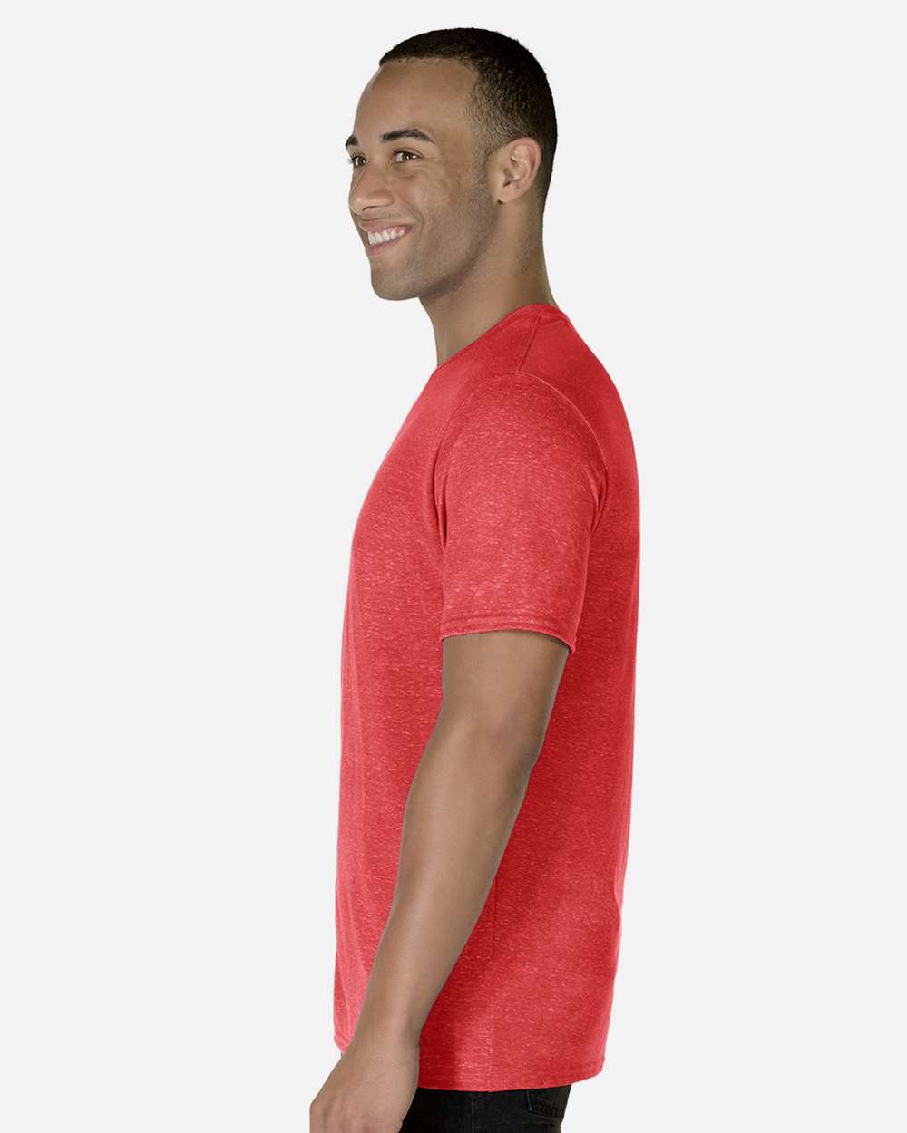 Unisex Snow Heather Jersey T-Shirt - OnModelSide - B50435702 - Red