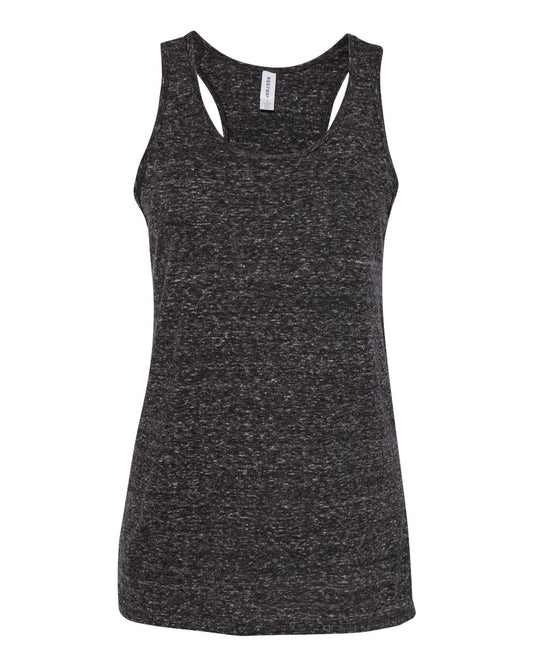 Women's Snow Heather Jersey Racerback Tank Top - Front - B50135503 - Black Ink