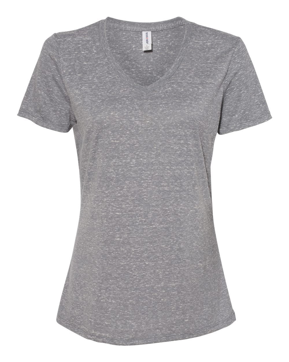 Women's Snow Heather Jersey V-Neck T-Shirt - Front - B50635085 - Charcoal