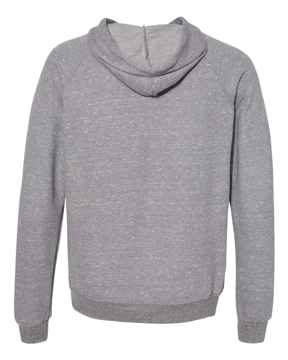 Unisex Snow Heather French Terry Raglan Hooded Sweatshirt - Back - B50735093 - Charcoal